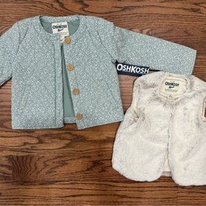 OshKosh B'gosh Floral Jacket and faux fur Vest - 2T — NWT / NWOT